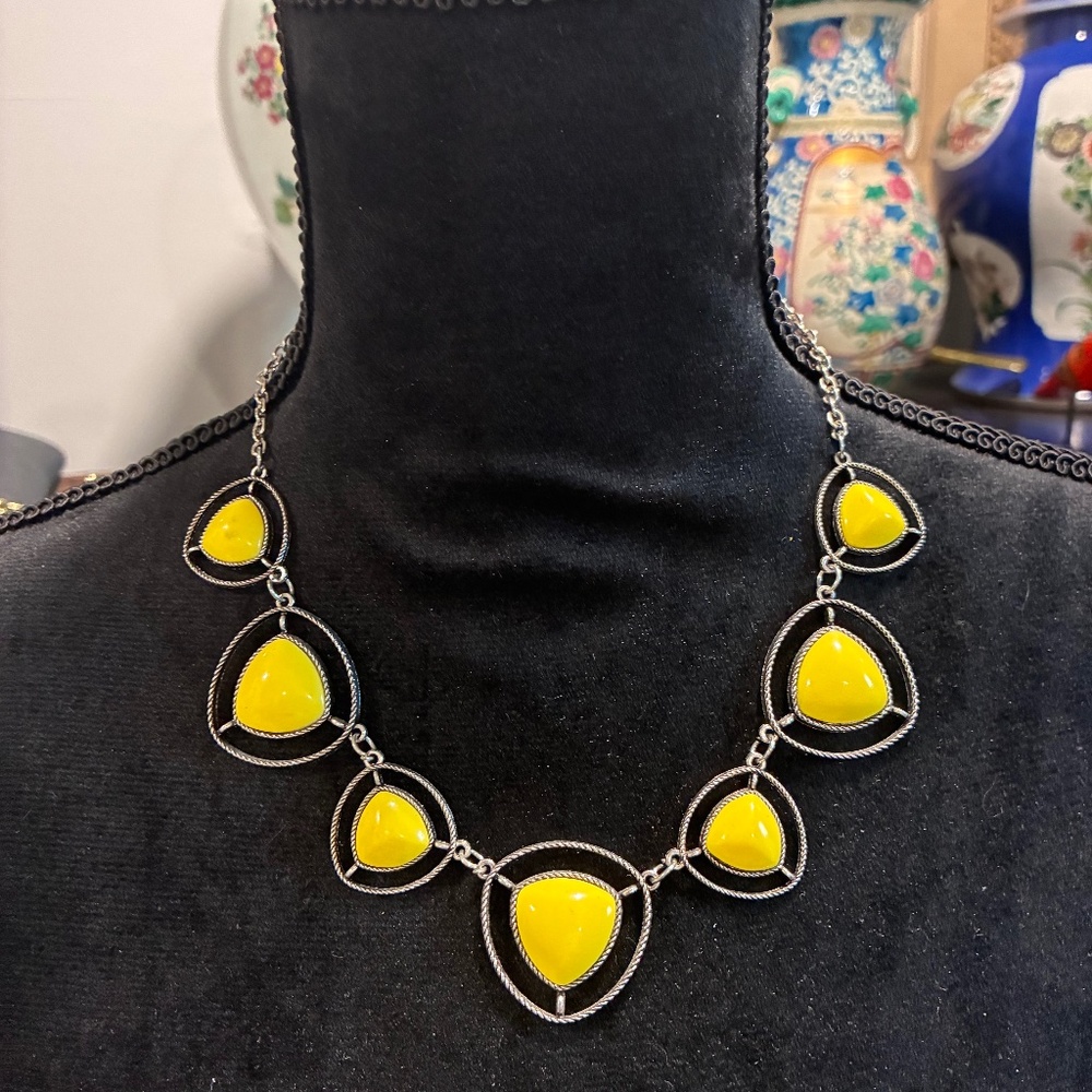 Yellow Teardrop Statement Necklace